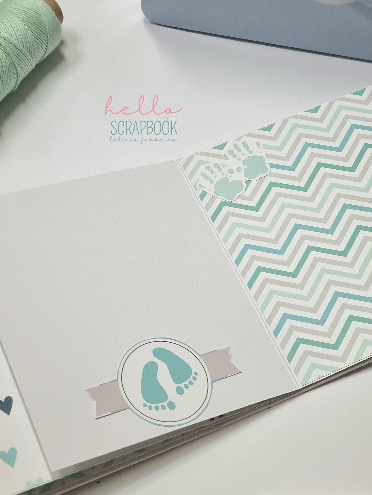 Álbum Fotos Scrapbook Prenda Nascimento Ursinho Azul