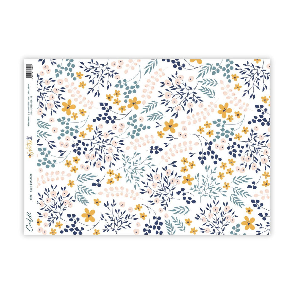 Tela Encadernar plastificada Flores Salitre Cocoloko