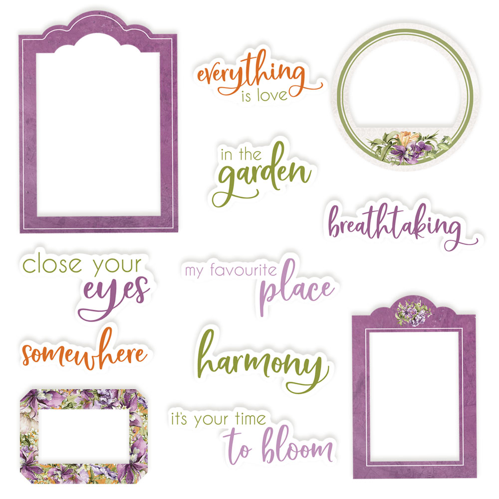 Ephemera Frases e Molduras Secret Garden P13 Paper Products