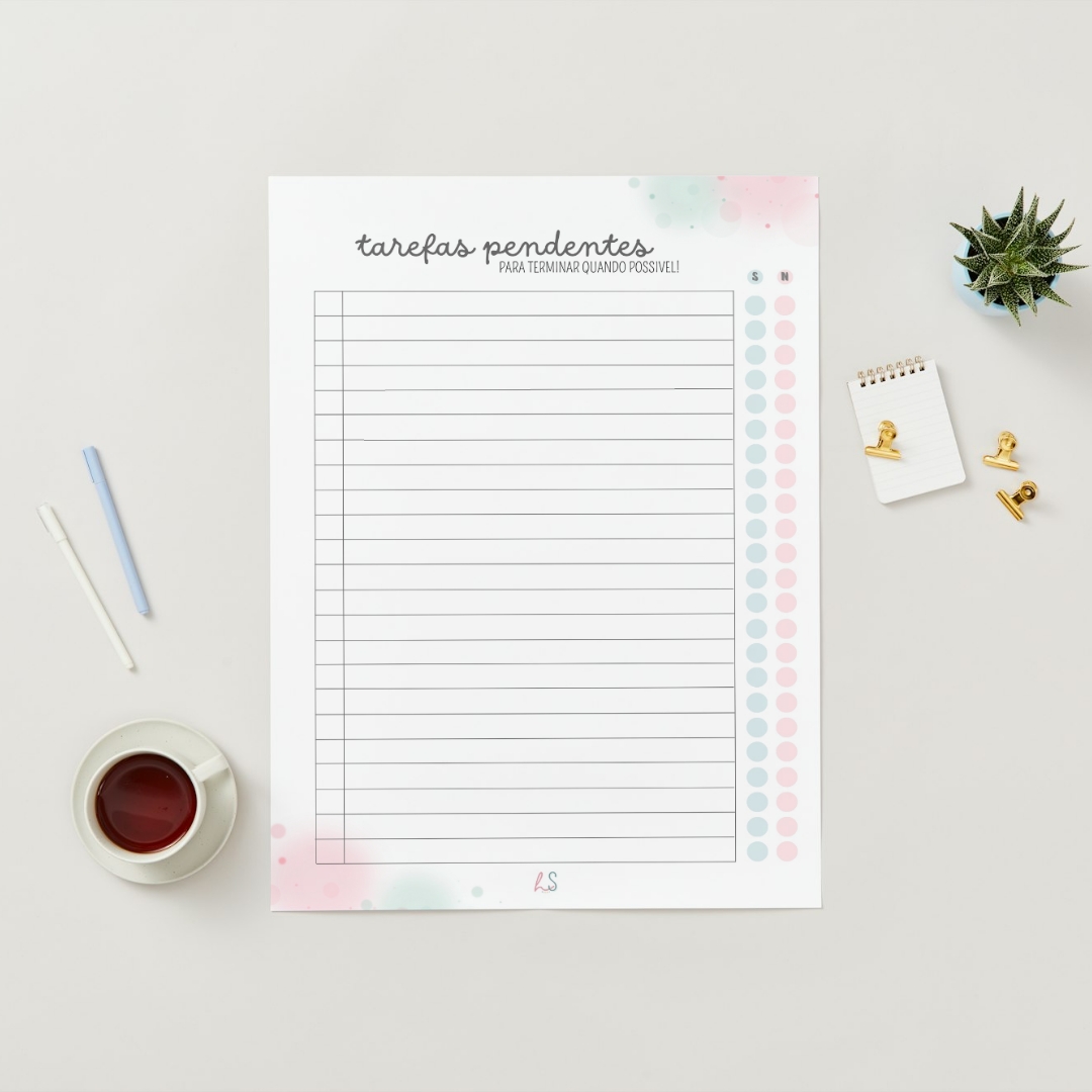 Planner Tarefas Registo Diário A5 Ficheiro Digital