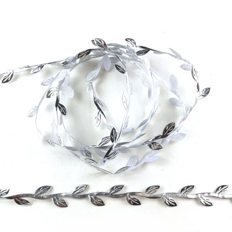 Fita tecido FOLHAS PRATA, Kora Projects