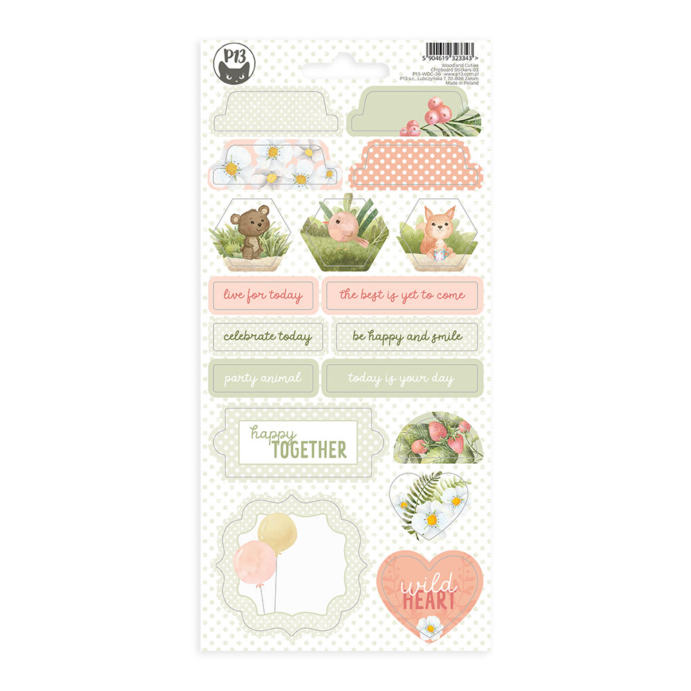Chipboard Stickers Sheet03 Woodland Cuties P13 Paper Products