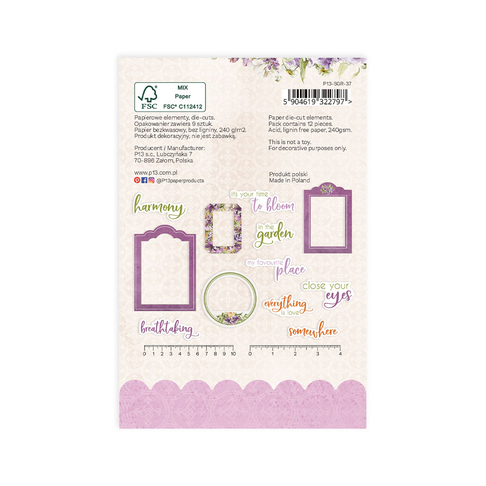 Ephemera Frases e Molduras Secret Garden P13 Paper Products