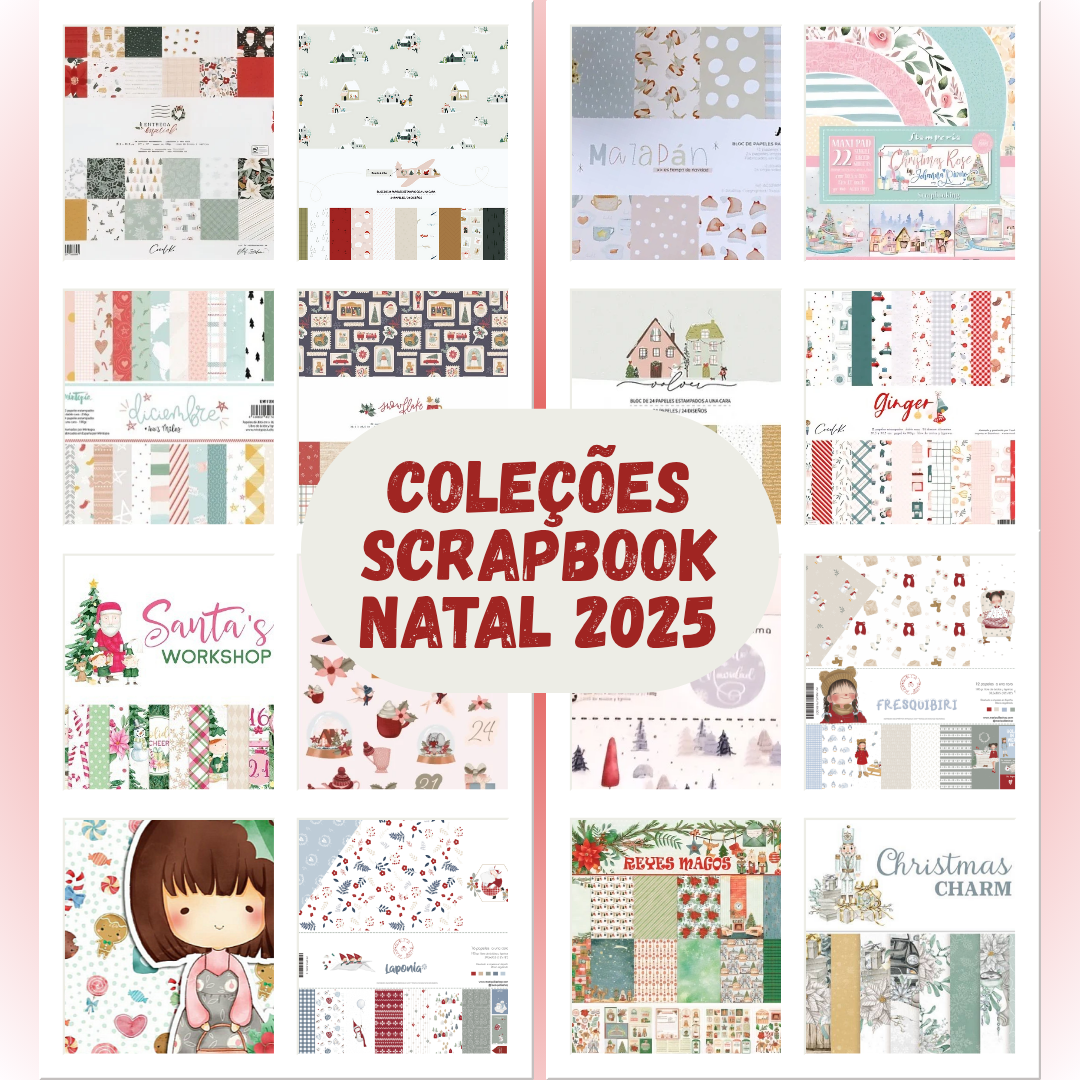 Coleções Scrapbook Natal 2025 – Todas num só lugar! Coleções de papel para scrapbook natal 2025 com diversos temas e cores