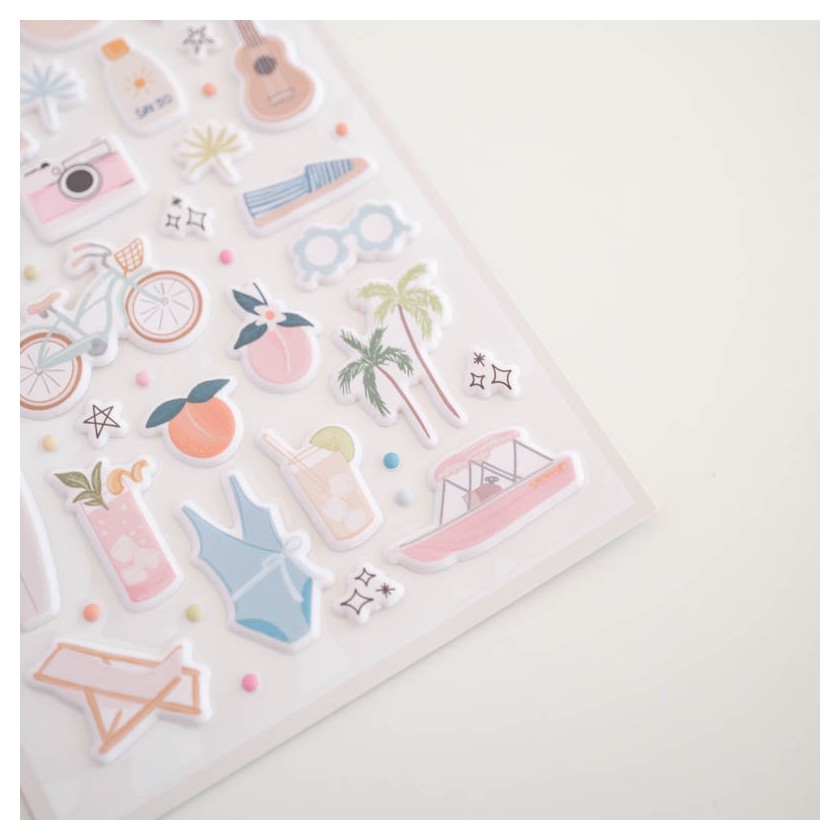 Puffy Stickers Ilustrações Summer Memories Lora Bailora