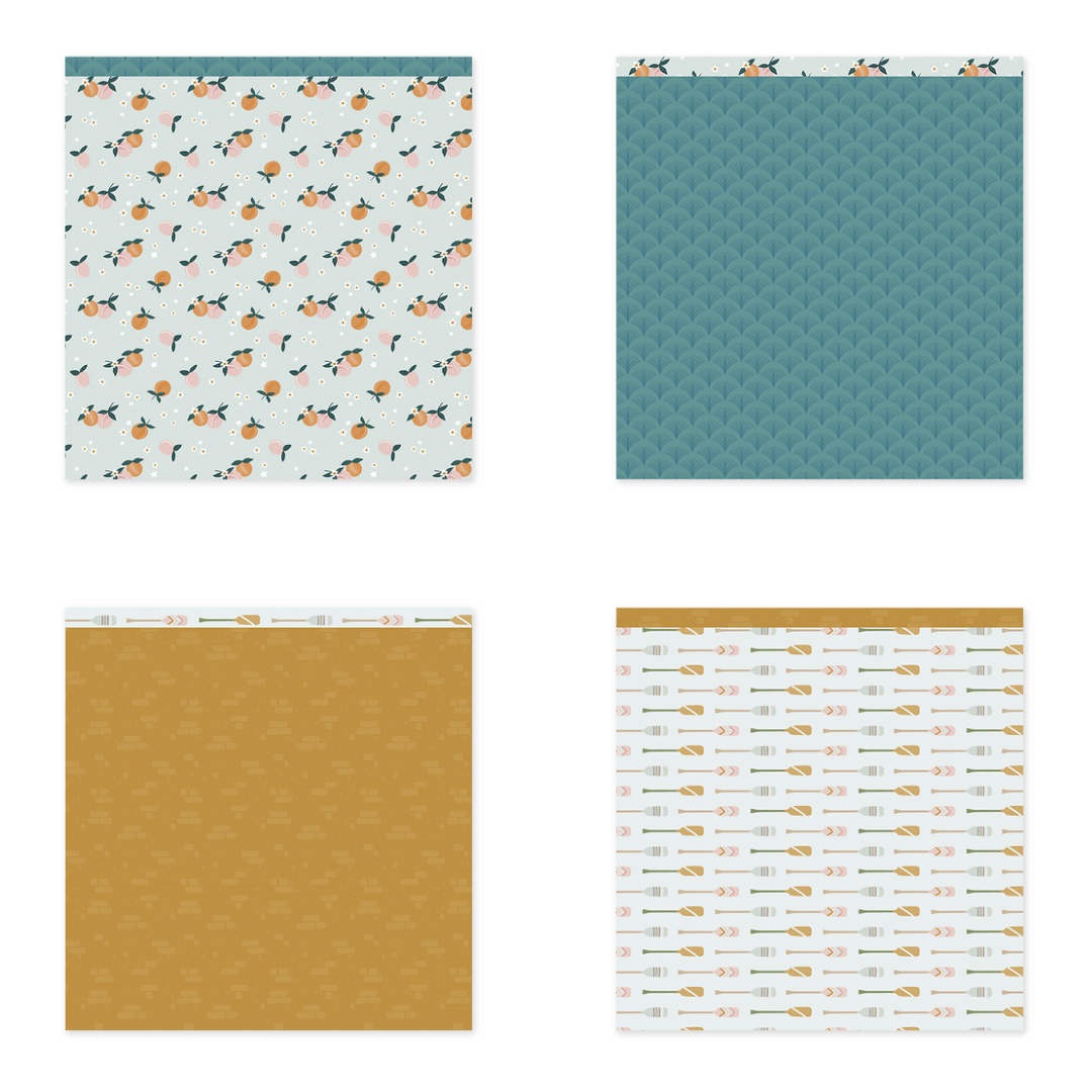 Stack 24 Papéis 30x30cm Uma Face Summer Memories Lora Bailora