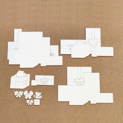 Silhueta Chipboard Caixas Presentes 15x20 Kora Projects