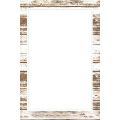 Moldura de madeira envelhecida com papel branco ao centro