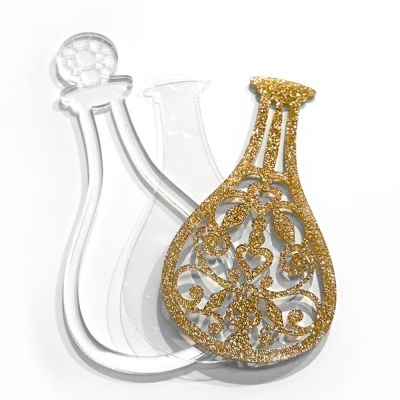 Shaker Frasco Mágico Metacrilato Glitter Dourado | Kora Projects