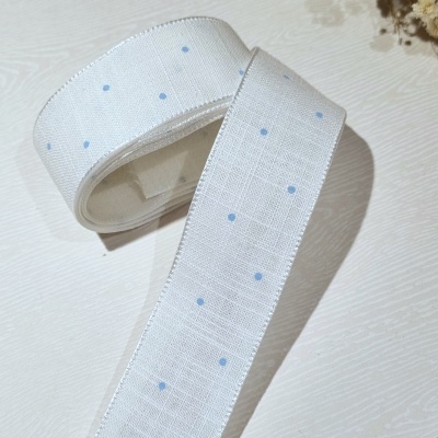 Fita Tecido Cru Pintas Azuis 2,5cm × 1m