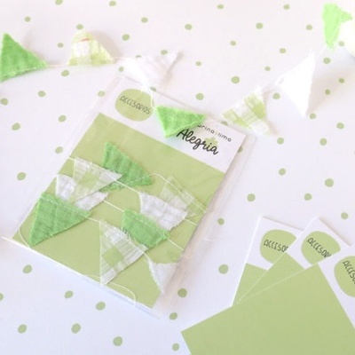 Bandeirola Tecido Verde Alegria Mandarina Lima