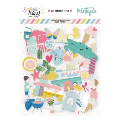 Formas pré-cortadas coloridas com motivos de verão para scrapbooking