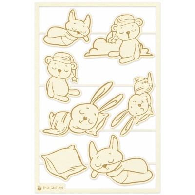 Light chipboard embellishments 01 Good Night Ursos Dorminhocos, 7pcs