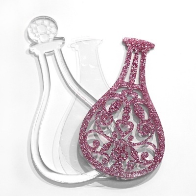 Shaker Frasco Mágico Metacrilato Glitter Rosa | Kora Projects