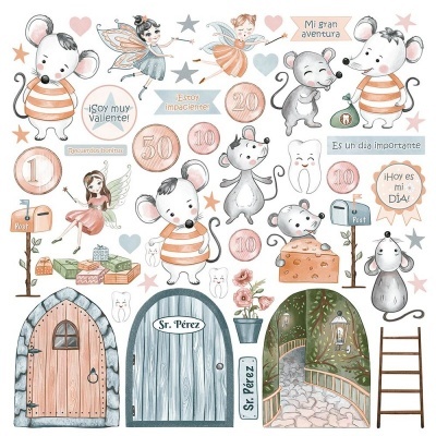 Kit Papéis + Die Cuts + Extras Coleção Ratoncito Pérez Kora Projects