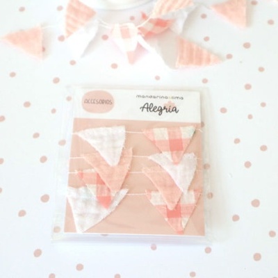 Bandeirola Tecido Rosa Coral Alegria Mandarina Lima