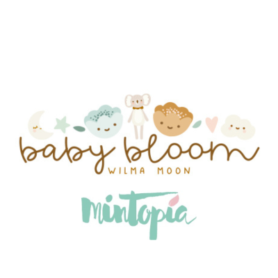 Logótipo infantil com texto e ilustrações coloridas