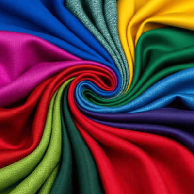 Tecidos coloridos em espiral com texturas visíveis