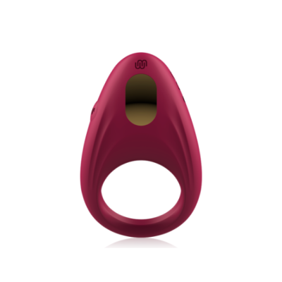 Anel sexual vibratório bordô com símbolo ON no topo