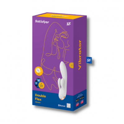 Rabbit com duas hastes que envolvem o clitóris + conexão APP | Satisfyer Double Flex