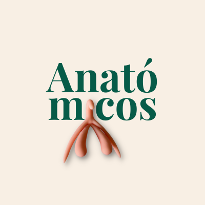 Logotipo com texto Anató micos e figura estilizada cor salmão