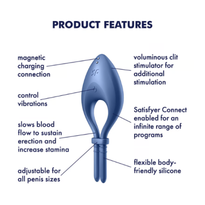 Anel peniano vibratório ajustável com conexão app | Satisfyer Bullseye