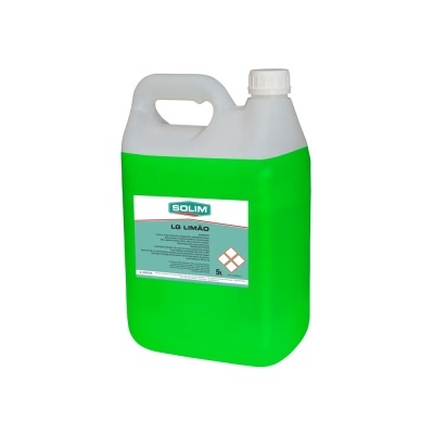 Recipiente plástico verde 5L com tampa branca e rótulo BOLIM LG LIMÃO