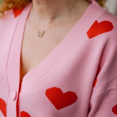 Casaco corações, rosa
