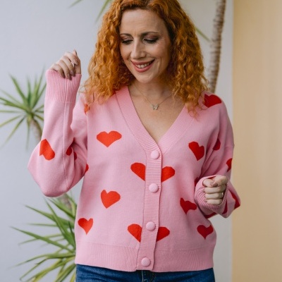 Casaco corações, rosa