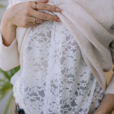 Casaco renda, pérola