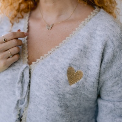 Casaco coração, cinza