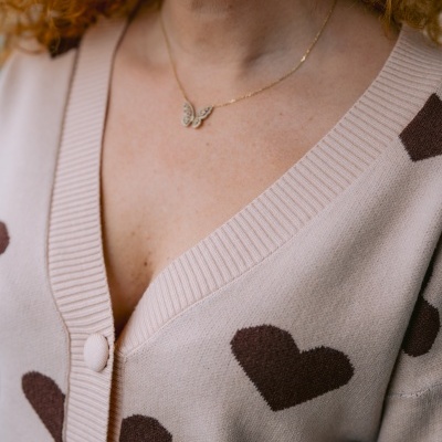 Casaco corações, castanho