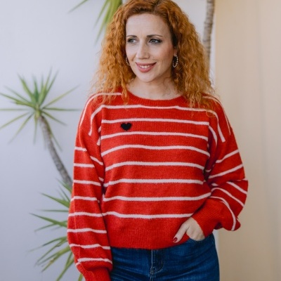 Malha coração, vermelha