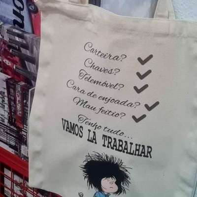 Saco checklist antes do trabalho com a Mafalda