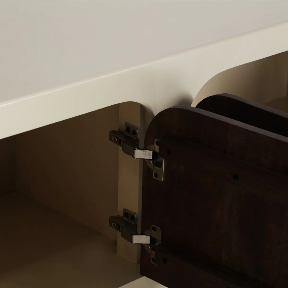 Móvel TV em madeira de acácia off-white Glaris 180x50 Móvel TV em madeira de acácia off-white Glaris 180x50