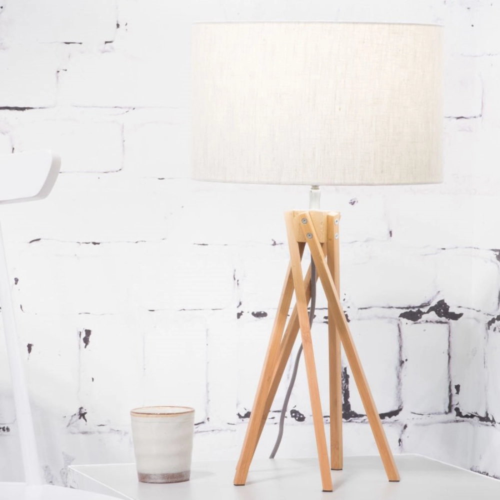 Candeeiro de Mesa em Madeira Bambu e Linho Kilimanjaro Candeeiro de Mesa em Madeira Bambu e Linho Kilimanjaro