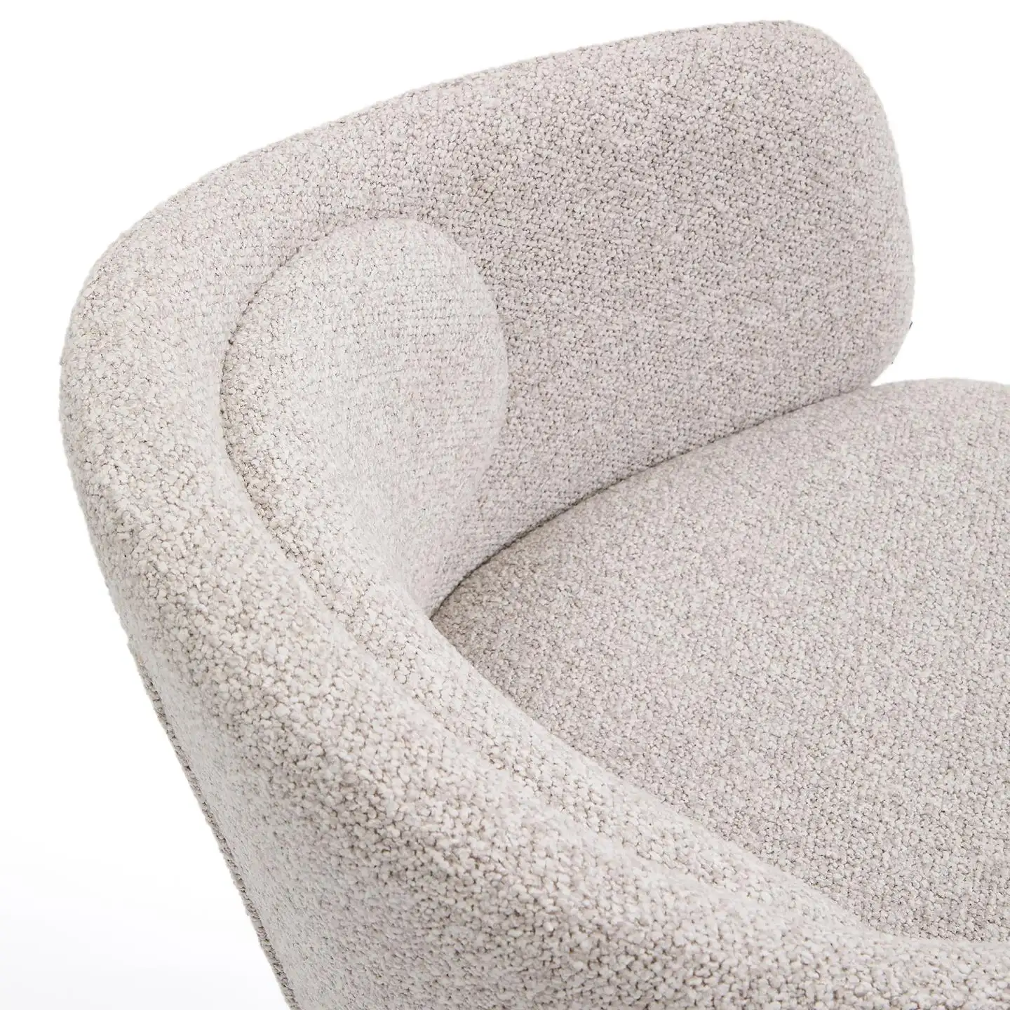 Cadeira com braços estofada chenille grosso bege Mida Cadeira com braços estofada chenille grosso bege Mida