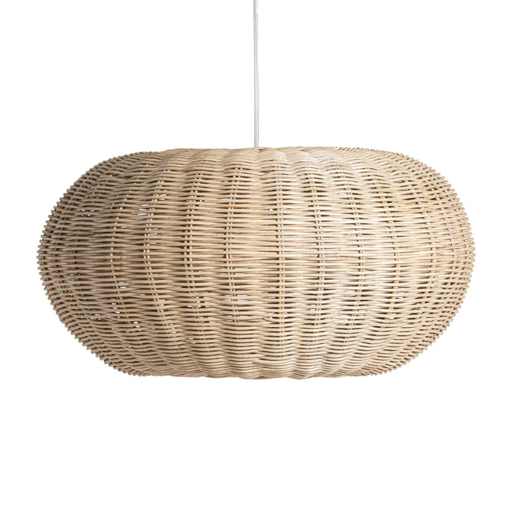 Candeeiro de Teto em Rattan natural Tekax Ø60x33 Luminária pendente trançada em vime/bege claro