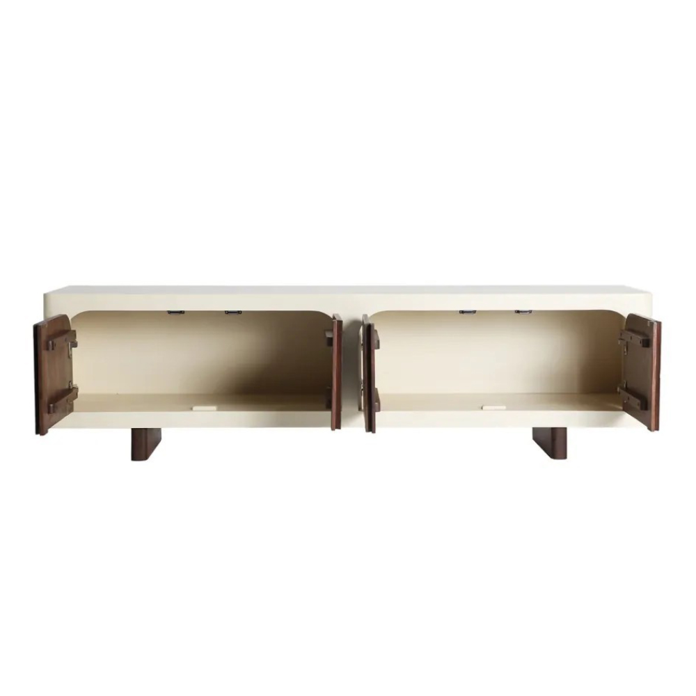 Móvel TV em madeira de acácia off-white Glaris 180x50 Móvel TV em madeira de acácia off-white Glaris 180x50