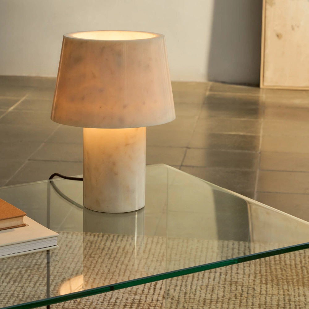 Candeeiro de Mesa em Mármore Branco Alaros Candeeiro de Mesa em Mármore Branco Alaros