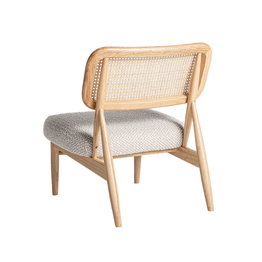 Cadeirão em seringueira e rattan com assento estofado Glassue Cadeirão em seringueira e rattan com assento estofado Glassue