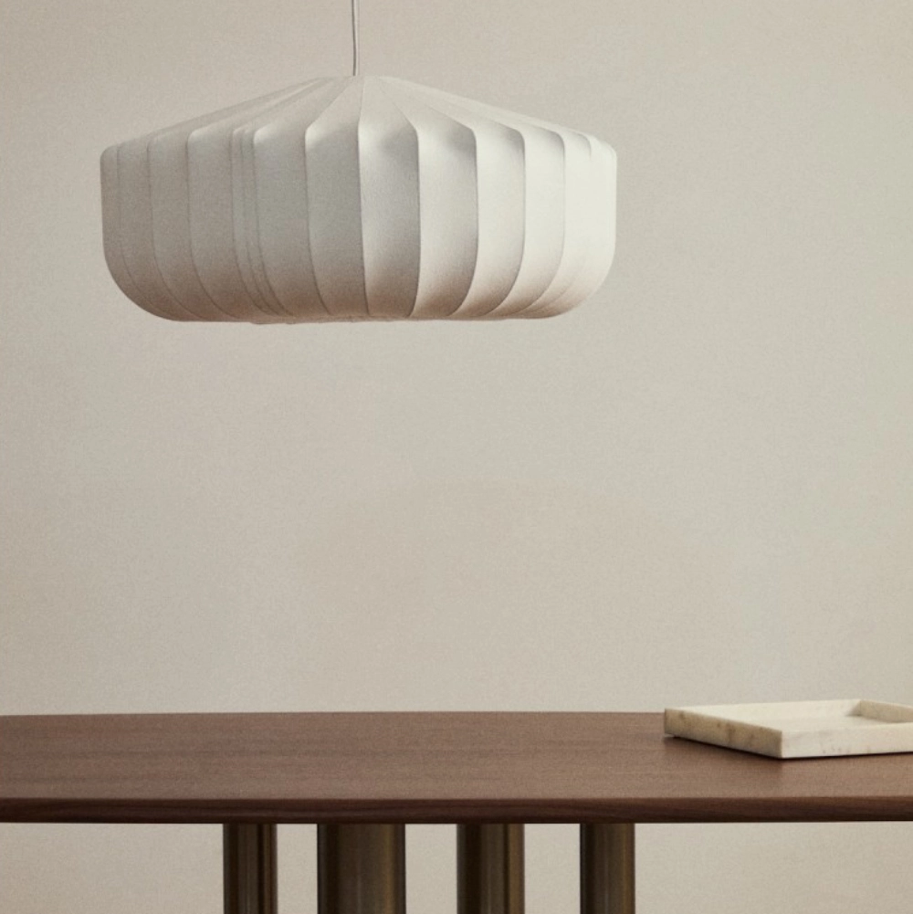 Candeeiro de teto em tecido seda branco Somaran Ø76 Candeeiro de teto em tecido seda branco Somaran Ø76