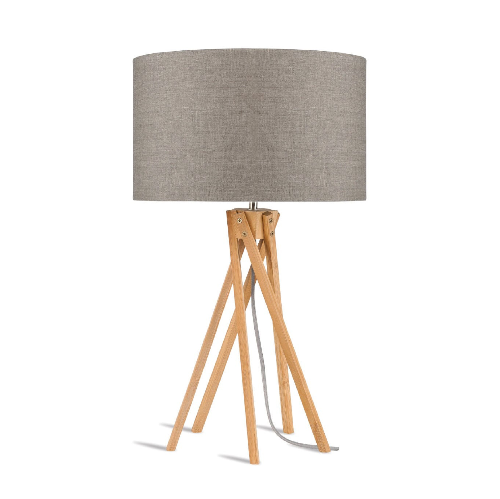 Candeeiro de Mesa em Madeira Bambu e Linho Kilimanjaro Candeeiro de Mesa em Madeira Bambu e Linho Kilimanjaro