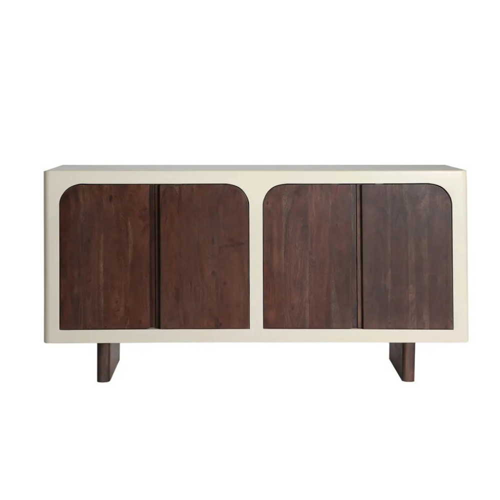 Aparador em madeira de acácia off-white Glaris 160x80 Aparador em madeira de acácia off-white Glaris 160x80