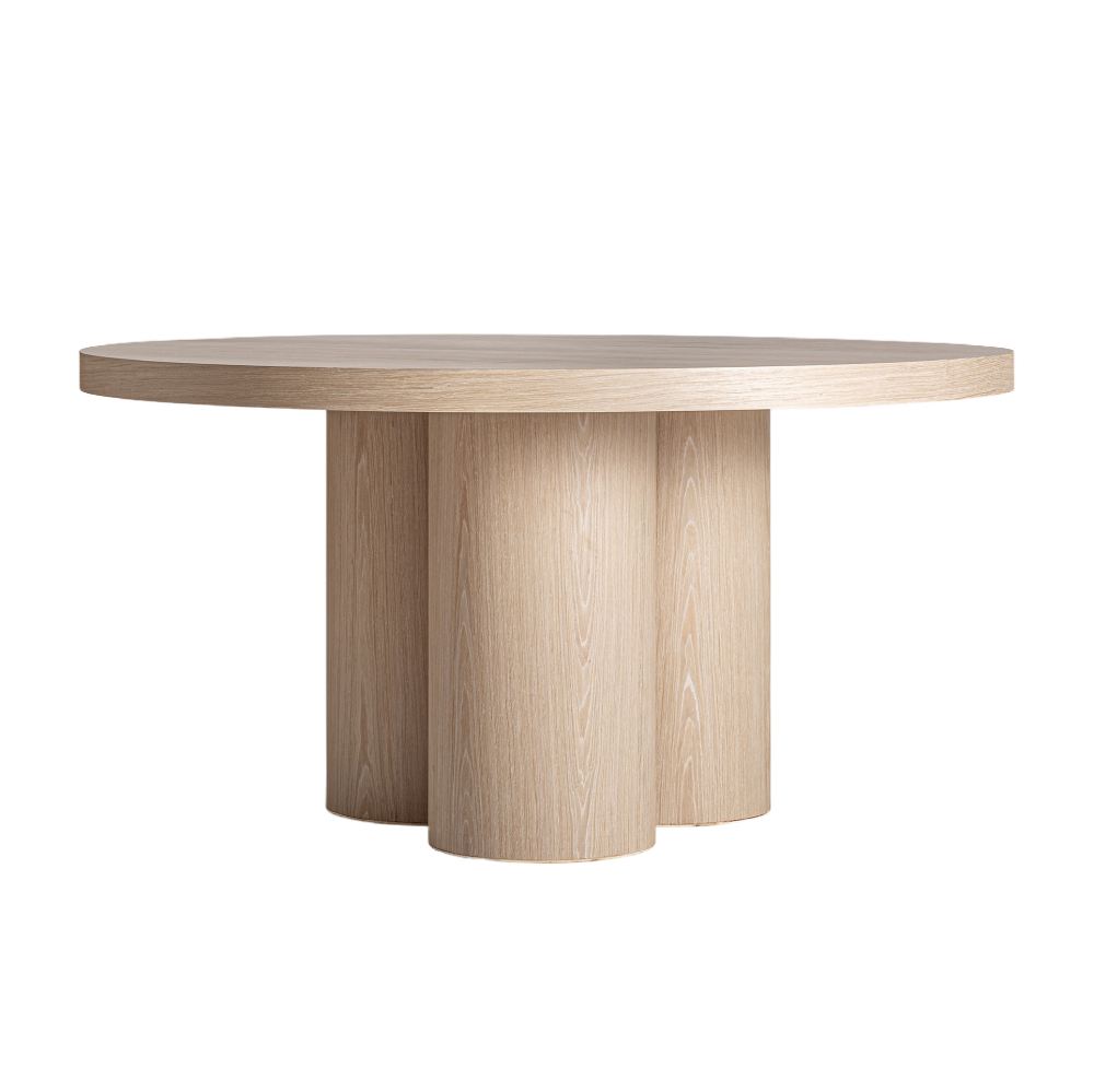 Mesa de jantar em madeira carvalho Prayssac Ø150x76 Mesa redonda de madeira clara com pernas cilíndricas