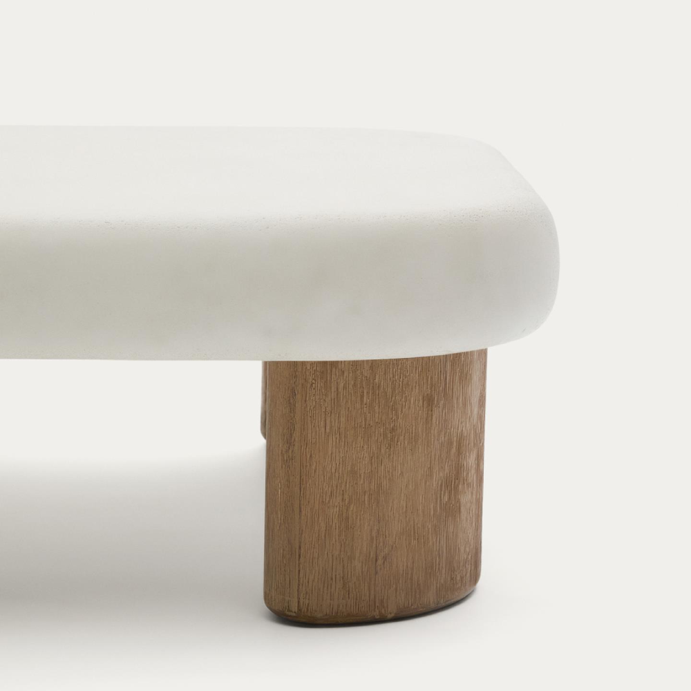 Mesa de centro em cimento e madeira de acácia Labrani 80x80 Mesa de centro em cimento e madeira de acácia Labrani 80x80