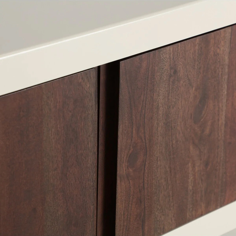 Móvel TV em madeira de acácia off-white Glaris 180x50 Móvel TV em madeira de acácia off-white Glaris 180x50