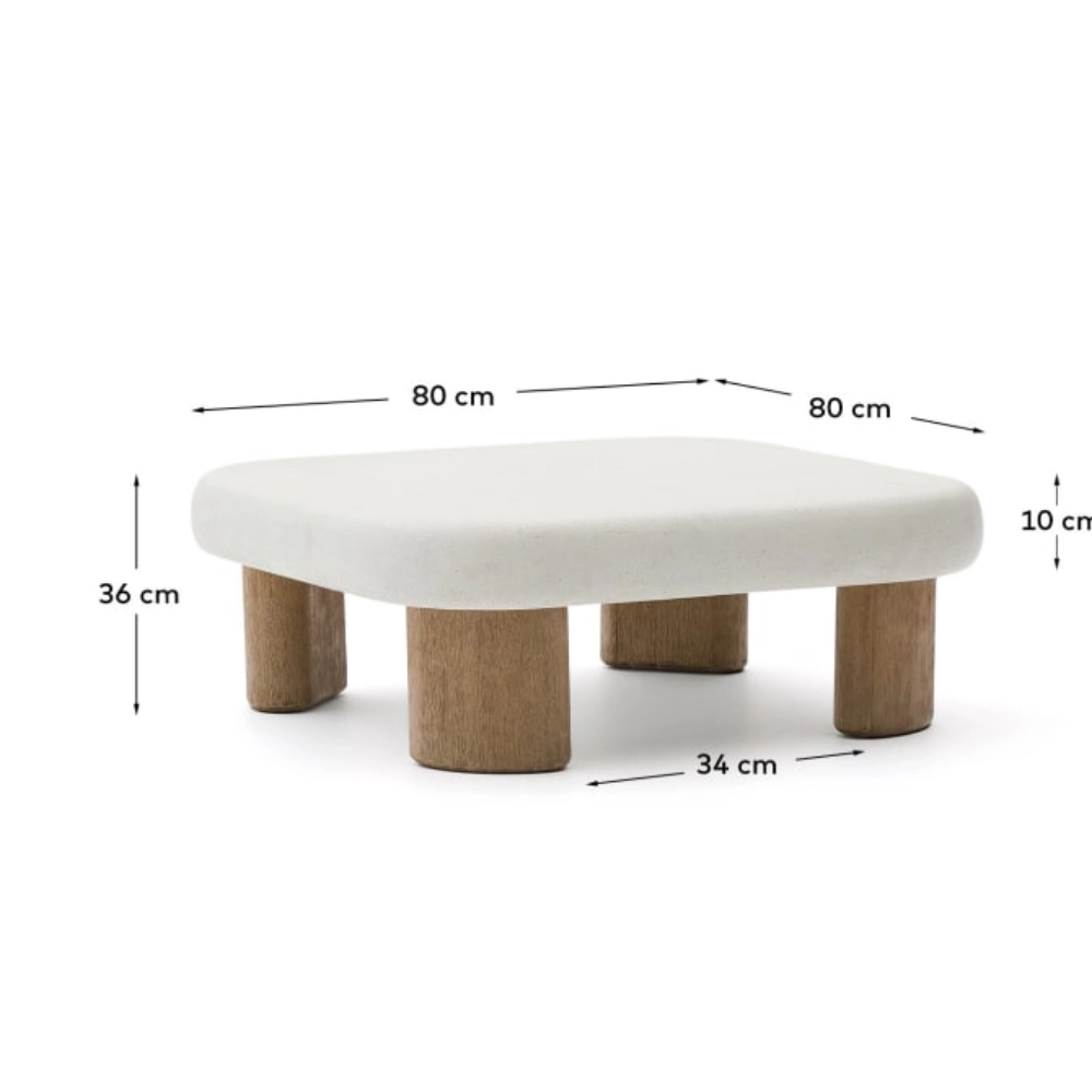 Mesa de centro em cimento e madeira de acácia Labrani 80x80 Mesa de centro em cimento e madeira de acácia Labrani 80x80