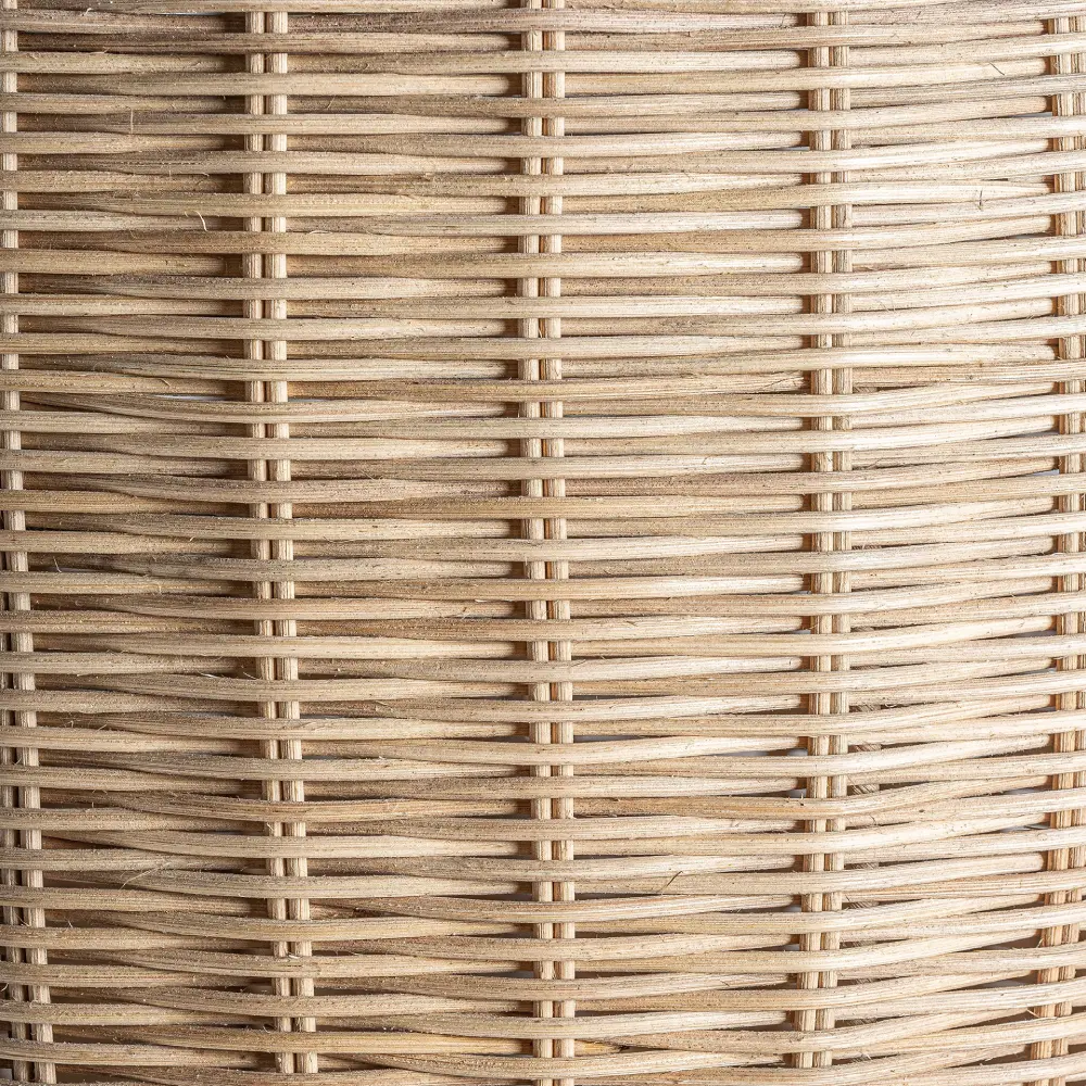 Candeeiro de Teto em Rattan natural Tekax Ø60x33 Tecido trançado bege claro com padrão de linhas horizontais e verticais