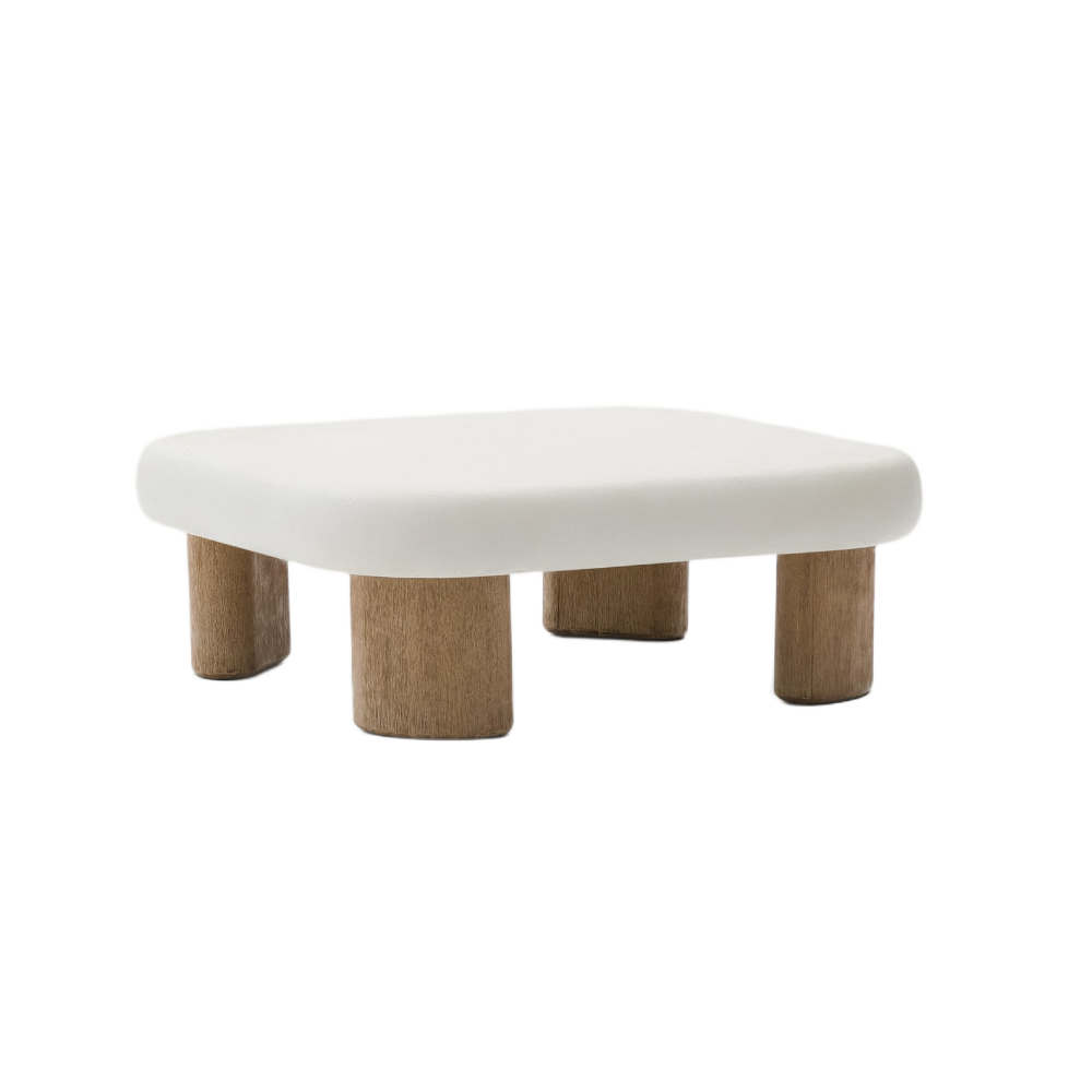 Mesa de centro em cimento e madeira de acácia Labrani 80x80 Mesa de centro em cimento e madeira de acácia Labrani 80x80
